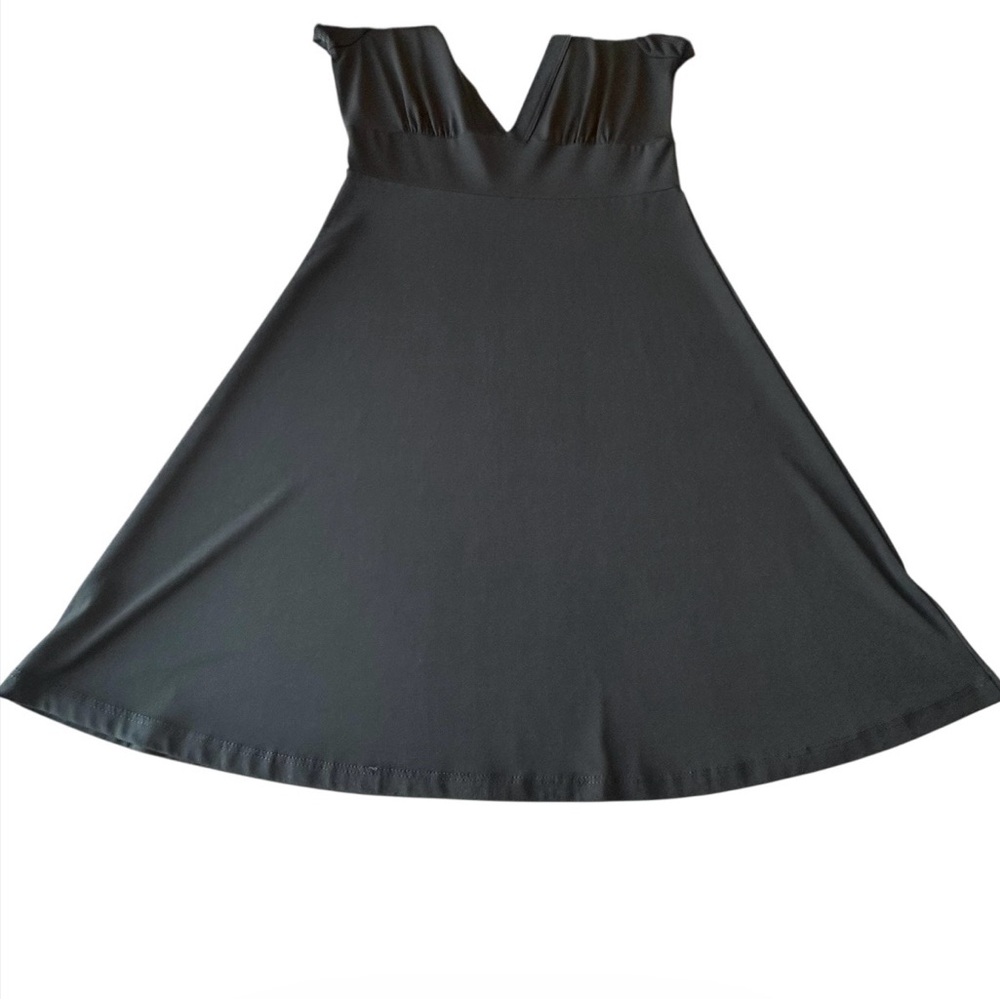 Zoey Beth Womens Dress Black Deep V Neck Short Sleeve A-Line Stretch Size Small - Picture 10 of 15